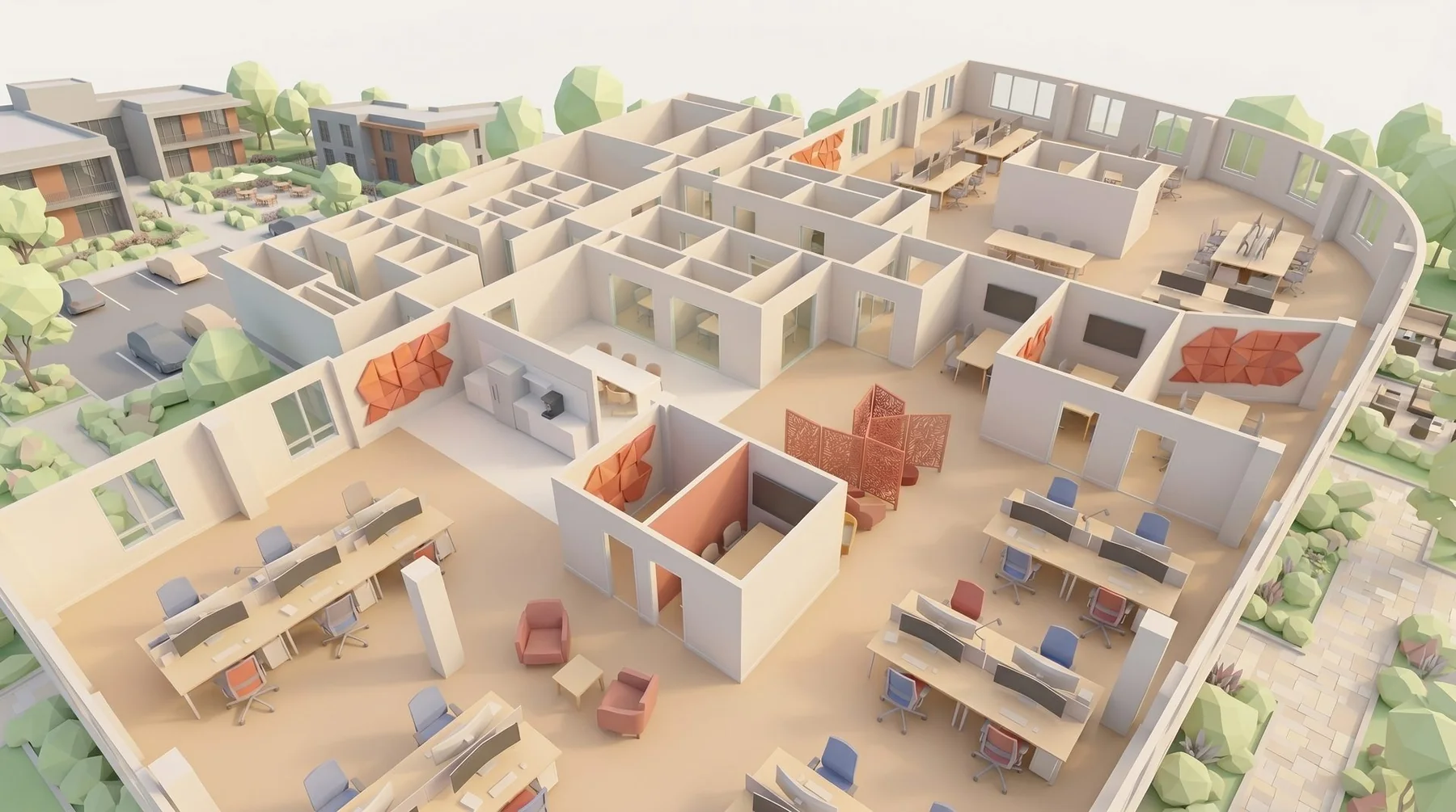 Low-poly geometric render example